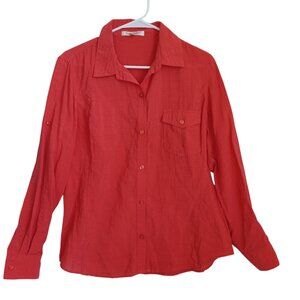 TravelSmith Shirt Long or Roll Tab Sleeves Button Front Womens Medium